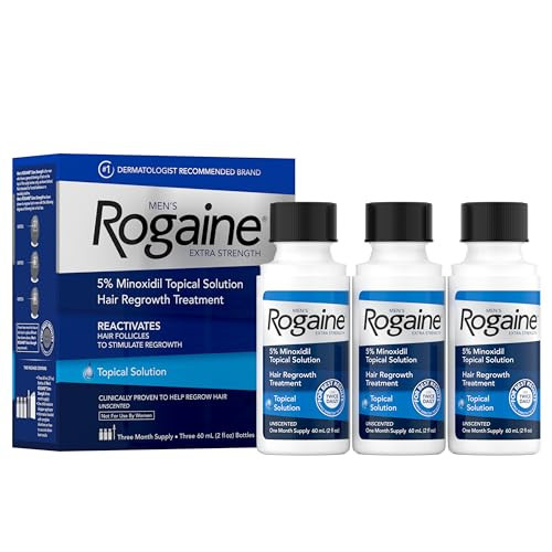 Mens Rogaine Extra Strength 5% Minoxidil, Topical Solution for Thinning & Hair Loss, Clinically Proven FDA Approved Minoxidil for Men Treatment, Reg