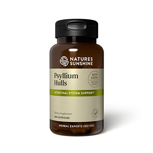 Nature's Sunshine Psyllium Hull, 100 Capsules | Organic Intestinal System Support is High in Soluble Fiber Which Facilitates the Process of Waste Eli