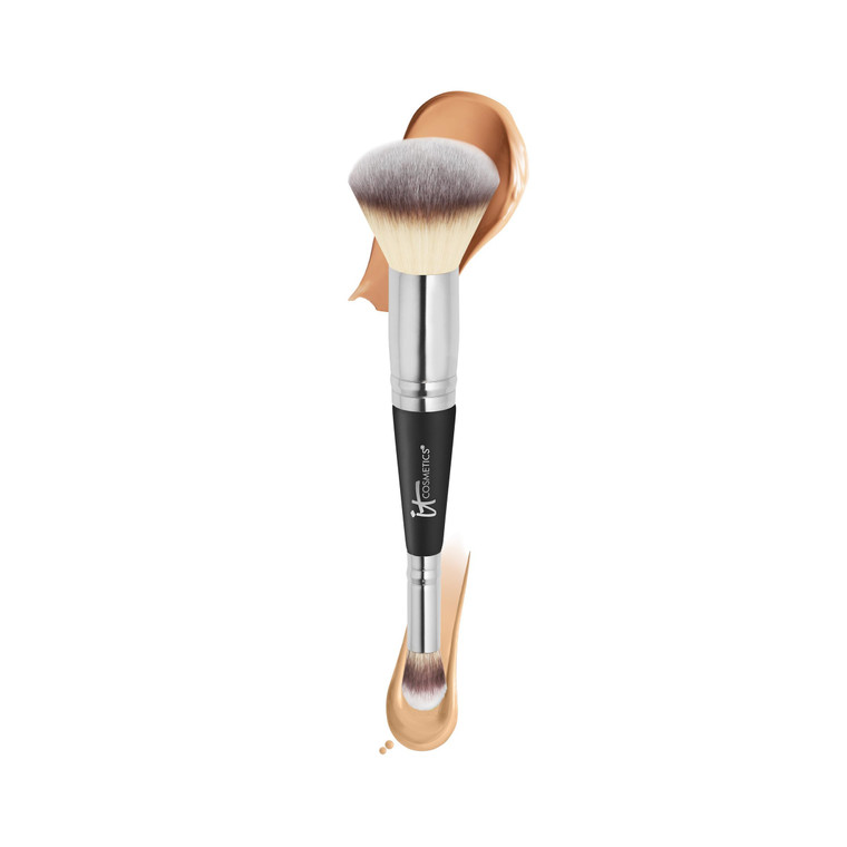 IT Cosmetics Heavenly Luxe Complexion Perfection Brush #7 - Dual-Ended Premium Makeup Brush for Foundation Concealer & Contour, Ultra-Soft Synthetic