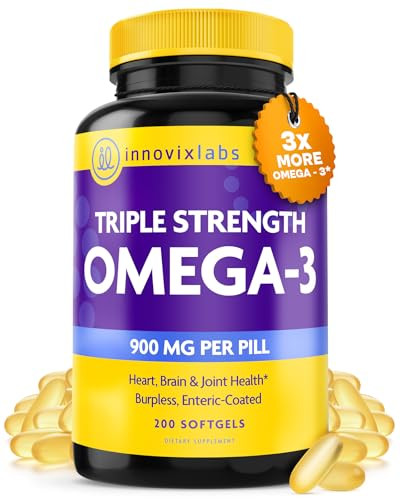InnovixLabs Triple Strength Omega 3 Supplement, Burpless Fish Oil for Women and Men - 900 mg EPA & DHA, Brain & Joint Support, Award Winning & Third-