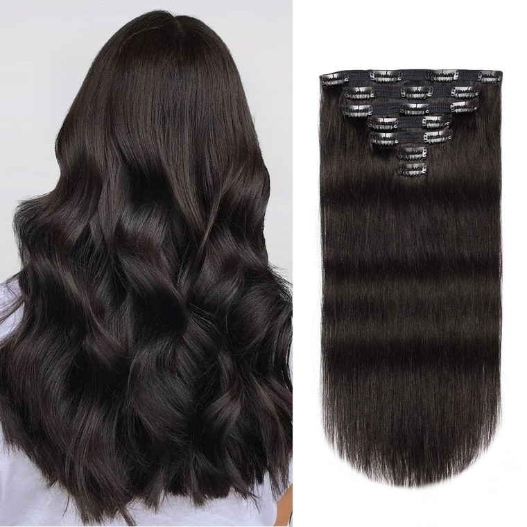 Jiameisi Clip In Hair Extensions Real Human Hair, Remy Human Hair Clip In Extensions Clip Ins For Women Straight Human Hair Be Dyed Styled With Heat