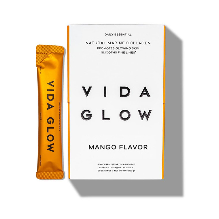 Vida Glow Marine Collagen Powder - Anti Aging Supplement with Collagen Peptides, Promotes Glowing Skin, Strong Nails, Healthy Hair | 30 Servings, Man