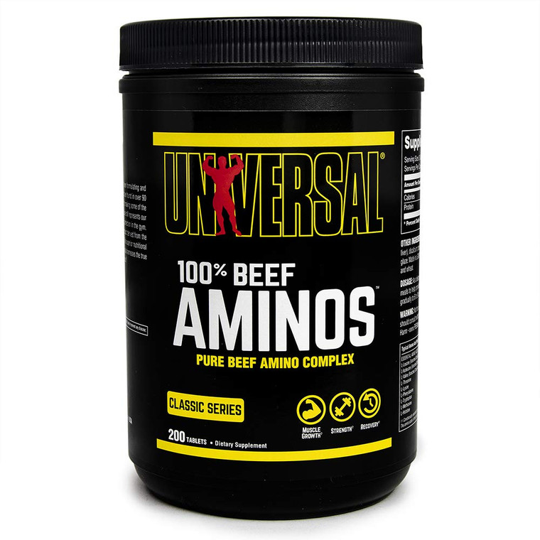 Universal Nutrition - 100% Beef Aminos -3g of Beef Protein Isolate for Recovery and Growth - 400 Tabs