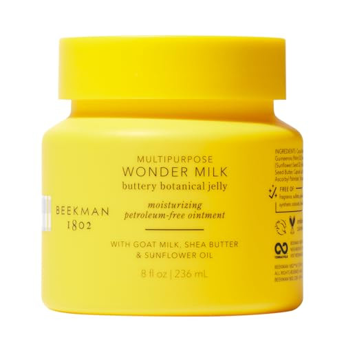 Beekman 1802 Wonder Milk Buttery Botanical Jelly - Multipurpose Body, Face & Hair Ointment - Fragrance Free - With Coconut Oil & Shea Butter - 16 fl
