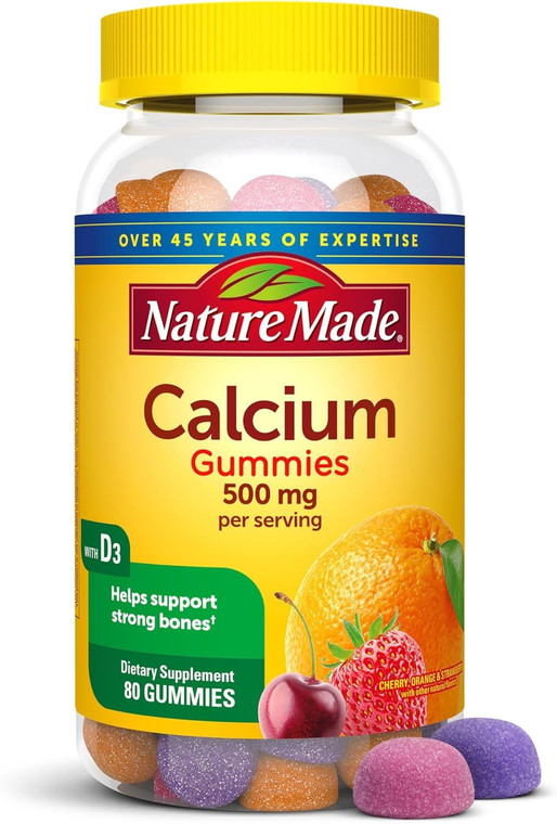 Nature Made Calcium Adult Gummies, 80 Count (Pack of 3)