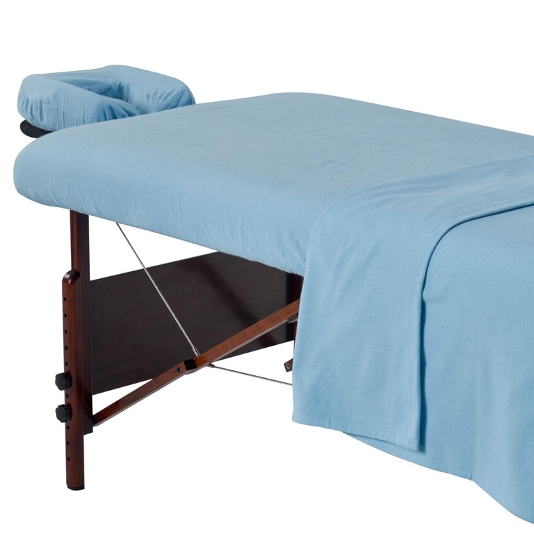 Master Massage Universal Massage Table Flannel Sheet Set 3 in 1 Table Cover, Face Cushion Cover, Table Sheet, Sky Blue