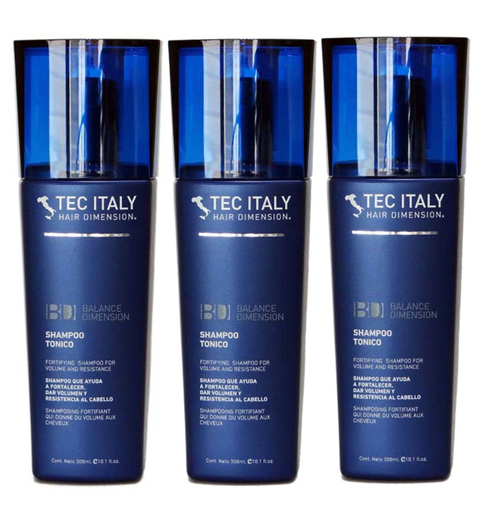 Tec Italy Hair Fortifying Shampoo Tonico for Volume & Resistance (Pack of 3)