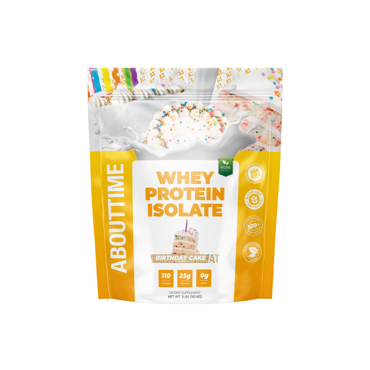 About Time Whey Protein Isolate Powder 25g Birthday Cake, Natural Ingredients, Non-GMO, Gluten-Free, Lactose-Free, Zero Sugar, Low Carb, 32 Servings
