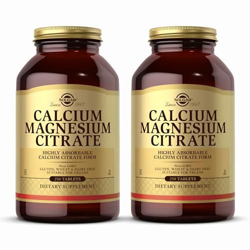 Solgar Calcium Magnesium Citrate, 250 Tablets (Pack of 2) - Supports Healthy Bones & Teeth - Musculoskeletal & Nervous System Support - Highly Absorb