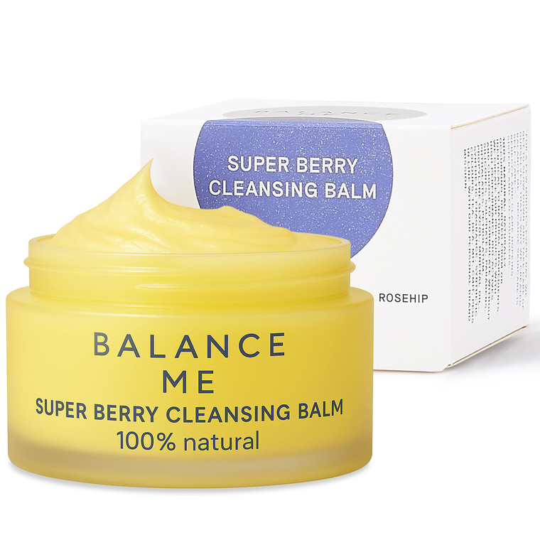 Balance Me Super Berry Face Cleansing Balm, Hydrating Makeup Remover Balm with Raspberry & Cloudberry Oils, Gentle Double Cleanse & Travel Size Facia