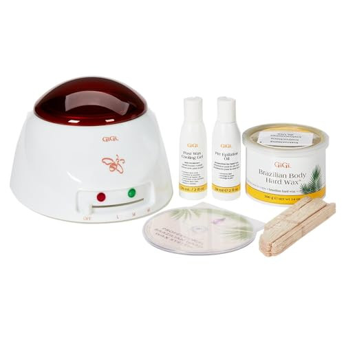 Gigi Brazilian Waxing Kit for Women - Hair Removal Wax Kit with Wax Warmer, Hard Wax, Pre & Post Wax Care, & Applicator Sticks - Ideal for Bikini & I