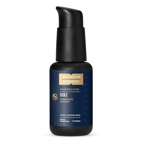 Quicksilver Scientific Nanoemulsified D3K2 - Emulsified Liquid Vitamin D3 + K2 MK7 Liposomal Supplement for Heart, Bone Health + Immune Support - Bio