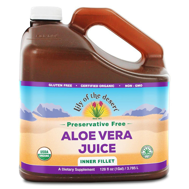 Lily of the Desert Aloe Vera Juice - Organic, Preservative-Free Inner Fillet Aloe Vera Drink with Natural Digestive Enzymes for Gut Health, Stomach R