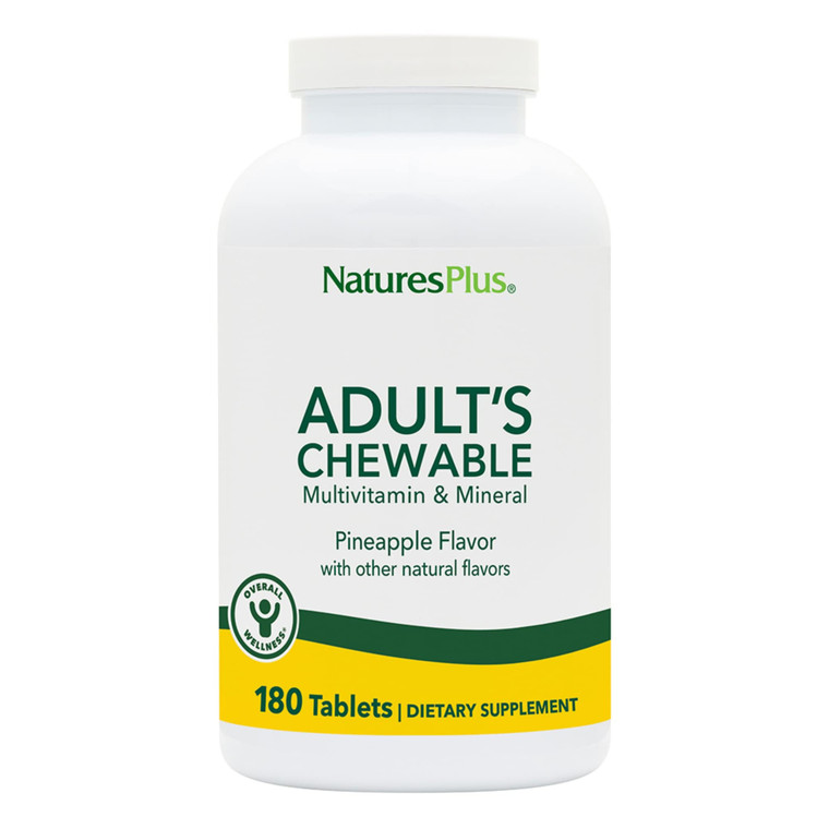 NaturesPlus Adult's Chewable, Pineapple Flavor - 180 Tablets - Multivitamin & Mineral - Vegan, Gluten Free - 180 Servings