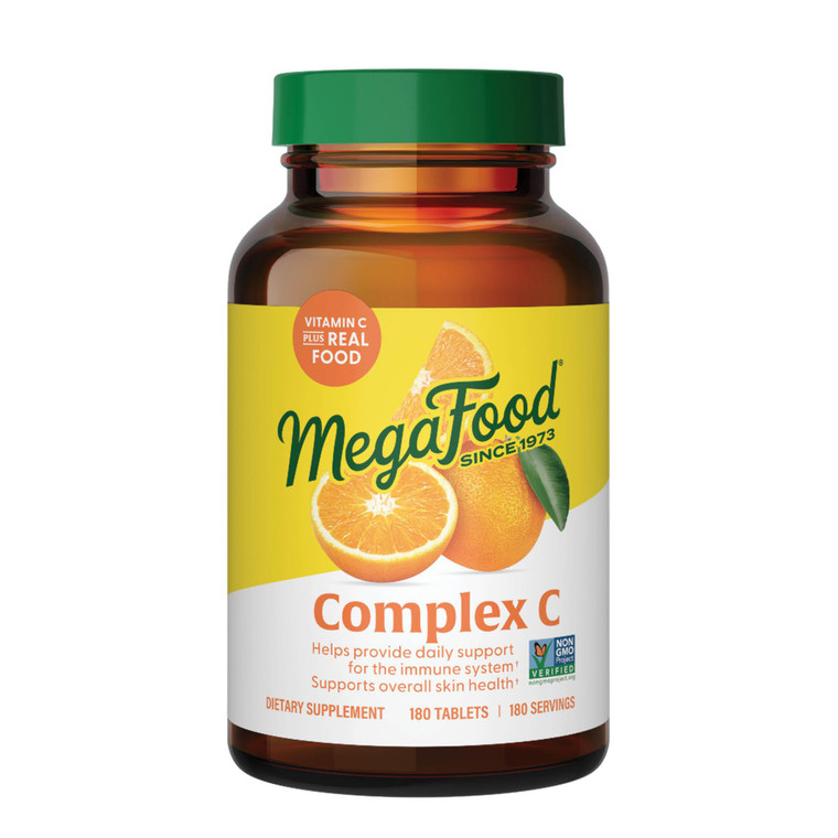 MegaFood Complex C - Vegan Vitamin C Immune Support Supplement, Vitamin C Supplement Made with Real Food Including Orange, Cranberry & Brown Rice, Gl