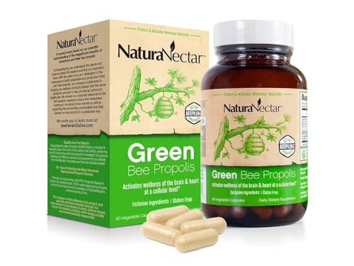 NaturaNectar - Green Bee Propolis Capsules - NSF Contents Certified Brazilian Green Propolis - Gluten-Free Propolis Supplements with Flavonoids - Nat