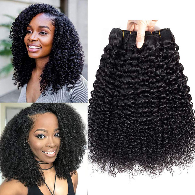 Luxnovolex Brazilian Curly Bundles Human Hair Virgin Hair Kinky Curly 100% Unprocessed Remy Virgin Cheap Human Hair Weave Extensions Natural Black Hu