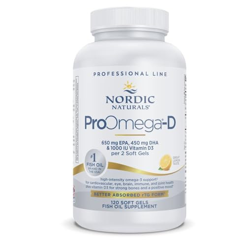 Nordic Naturals ProOmega-D, Lemon Flavor - 120 Soft Gels - 1280 mg Omega-3 + 1000 IU D3 - High-Potency Fish Oil - EPA & DHA - Brain, Eye, Heart, & Im