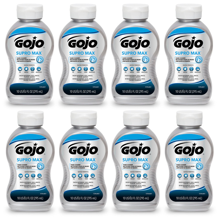 GOJO SUPRO MAX Hand Cleaner 10 fl oz Heavy Duty Hand Cleaner Squeeze Bottle (Pack of 8) - 7278-08