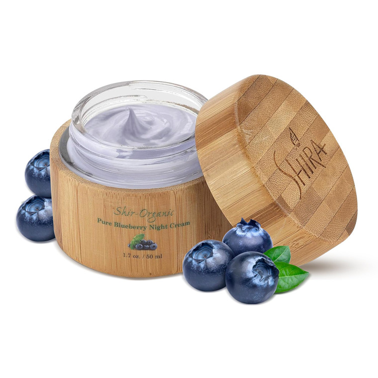 Shira Shir Organic Blueberry Night Cream for Nourished, Wrinkle-Free, Radiant Skin. Moisturizer Face Cream with Anti-Aging Formula keeps Skin Hydrate
