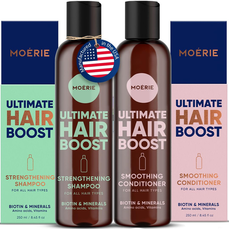 Moerie Volumizing Shampoo and Conditioner for Hair Loss - Thickening Products with Ingredients of Natural Origin - Over 100 Active Ingredients for Th