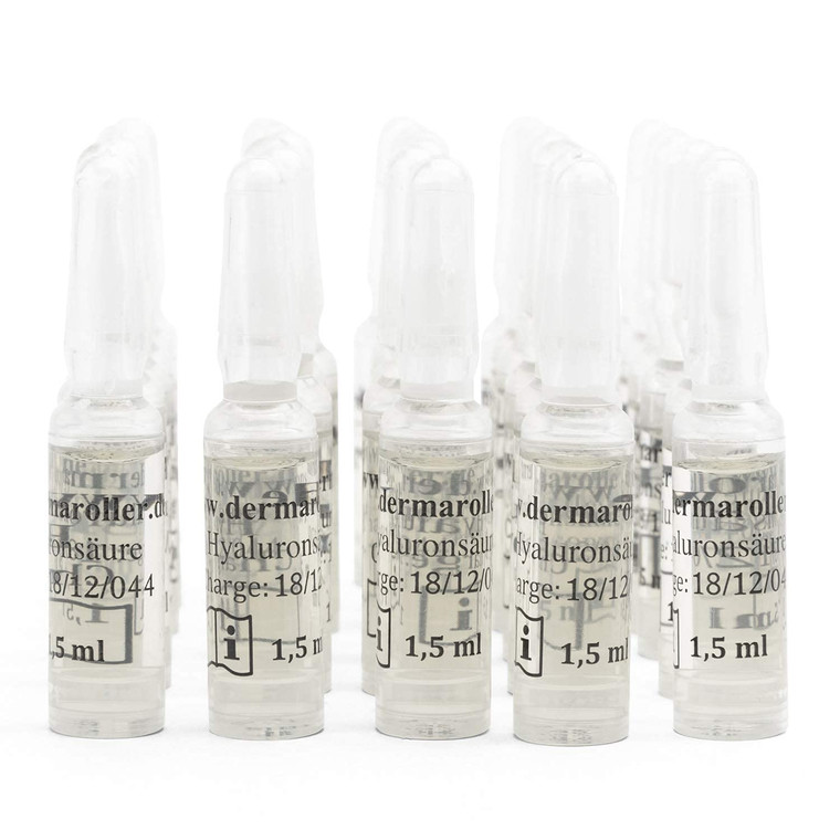 Dermaroller Hyaluronic Acid Ampoule Serum - 30 Pack Ampoules for Anti-Aging Skin Care, Deep Hydration, and Collagen Boost with Urea for All Skin Type