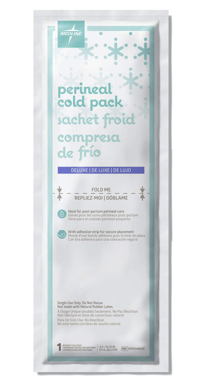 Medline Deluxe Perineal Cold Packs with Adhesive Strip, 4.5" x 14.25", Pack of 24, Ideal for Postpartum Perineal Care