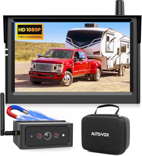 AUTO VOX Wireless Backup Camera Magnetic: 5" Portable No Wiring 1 Min Install Trailer Hitch Camera, 2-Channel HD 1080P Car Monitor & IR Night Vision