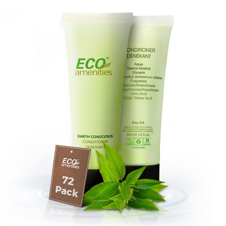ECO amenities Hair Conditioner Tubes - Bulk Hotel Toiletries - TSA-Approved Travel Essentials - Hydrating Green Tea Conditioner - 1 fl oz (30 mL), Pa