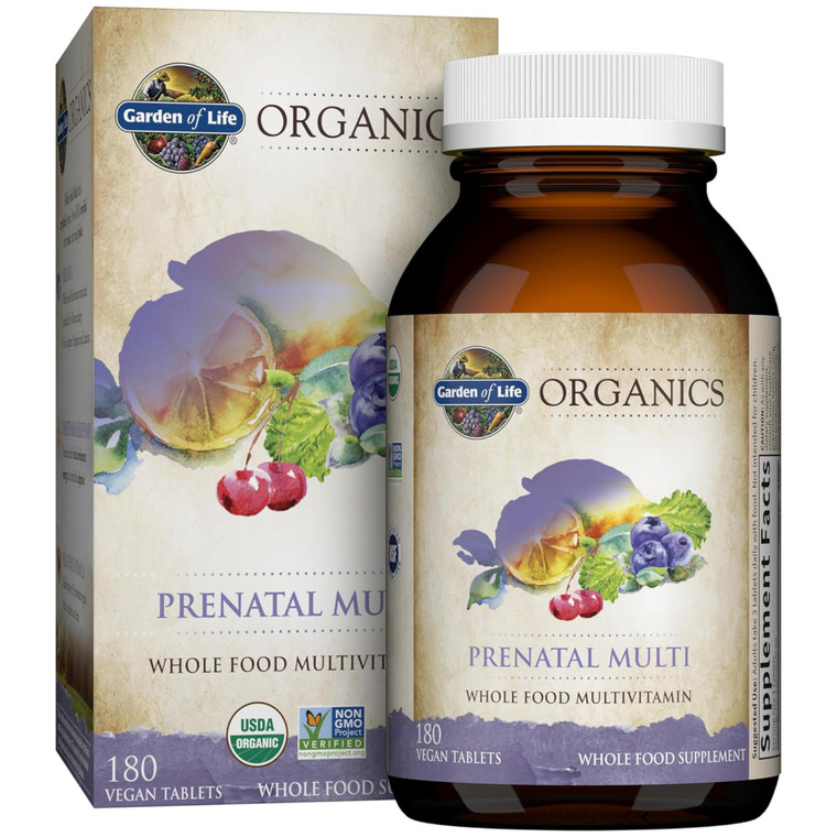 Garden of Life Organics Womens Prenatal Multivitamin with Vitamin D3, B6, B12, C & Iron, Folate for Energy & Healthy Fetal Development  Organic, No