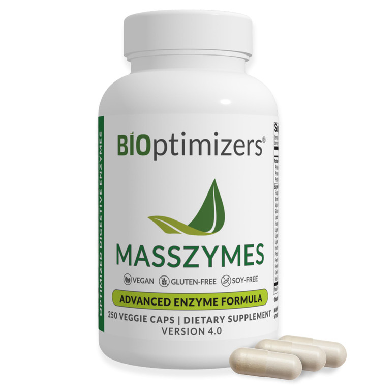 BiOptimizers MassZymes - Complete Digestive Enzymes Supplement for Gut Health - Bloating Relief for Men and Women - Lipase Amylase Bromelain Digestiv