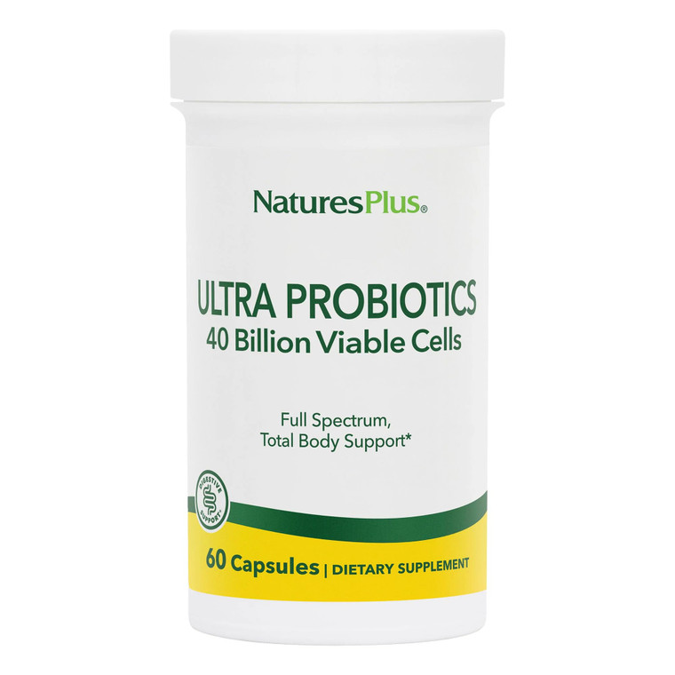 NaturesPlus Ultra Probiotics - 60 Vegan Capsules - Full Spectrum Total Body Support - Includes Prebiotic Acai - 60 Servings