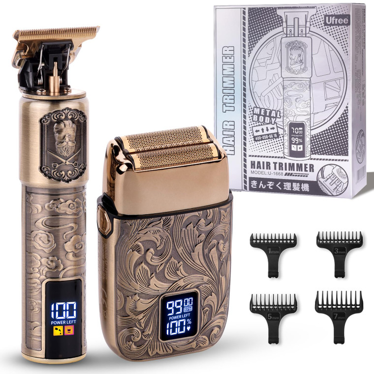 Ufree Foil Shavers Electric Razor for Men, Beard Trimmer Grooming Shaving Kit, Hair Trimmer, Cordless Head Shavers for Bald Men Barber Clippers, Birt