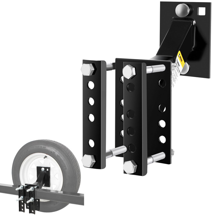 MaxxHaul 70214 Powder Coat Black Trailer Spare Tire Carrier For 10 inch and 12 inch Utility Trailer Tires