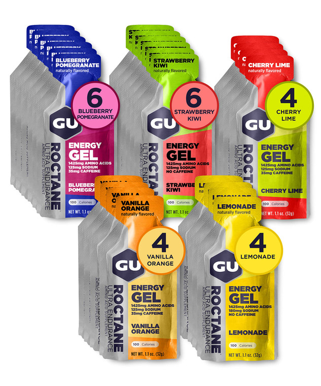 GU Energy Roctane Ultra Endurance Energy Gel, Vegan, Gluten-Free, Kosher, and Dairy-Free On-The-Go Sports Nutrition for Running, Biking, Hiking or Sk