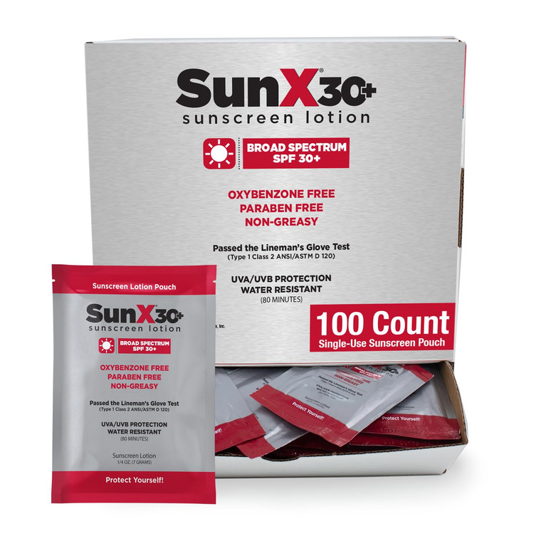 CoreTex Sun X 30+ SPF Individual Sunscreen Packets Travel Size - Bulk Pack of 100 Paraben, Oxybenzone, & Oil Free Broad Spectrum Sunscreen - No White