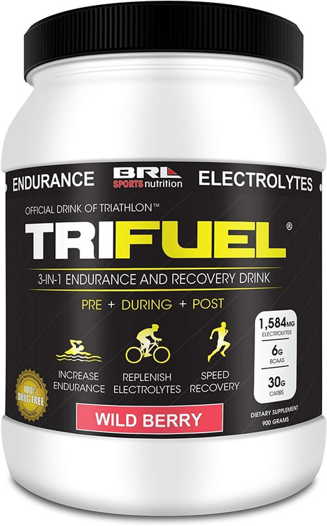 TRIFUEL - 3-in-1 Endurance and Recovery, Hydration, BCAA, Electrolyte Enhanced Drink (Wild Berry)