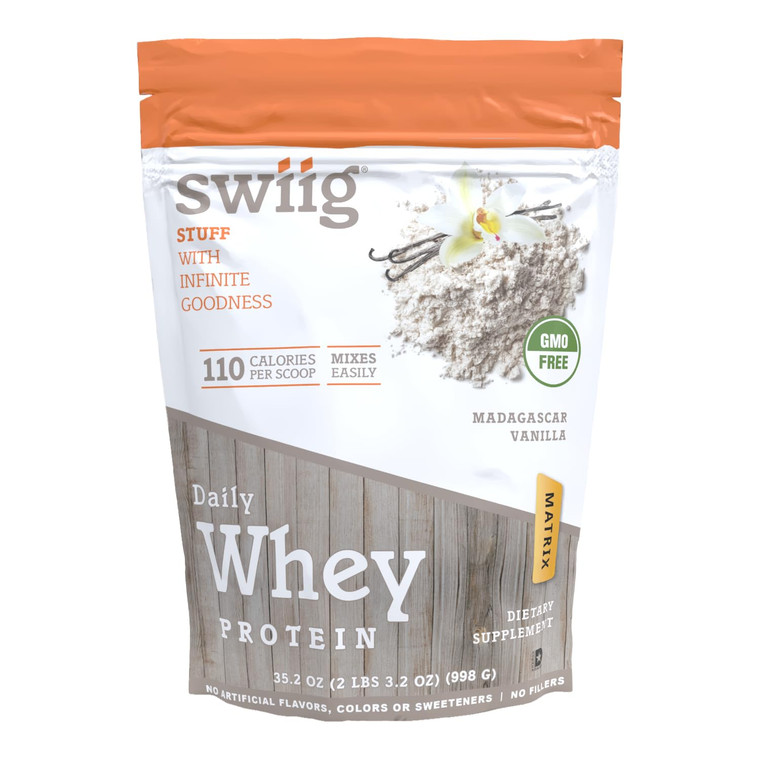 swiig Premium Daily Whey Matrix, Vanilla 2.2lb  20g Protein per Serving with Amino Acids for Muscle Recovery  Gluten-Free, Non-GMO, No Fillers, No