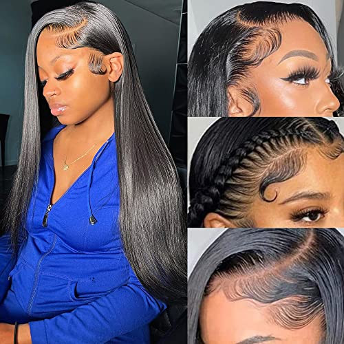 daparo 26inch Straight Lace Front Wigs Human Hair Pre Plucked 180% Density Glueless 13x4 HD Lace Frontal Wigs Human Hair Natural Hairline Brazilian V