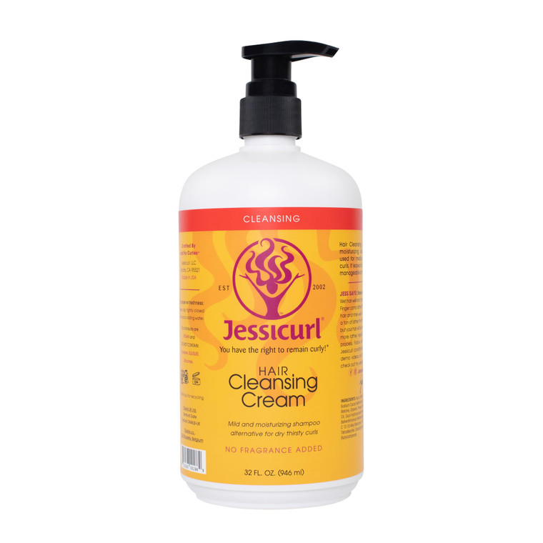 Jessicurl, Hair Cleansing Cream, No Fragrance Added, 32 Fl oz. Moisturizing Shampoo for Curly Hair, Sulfate Free Shampoo for Dry Hair