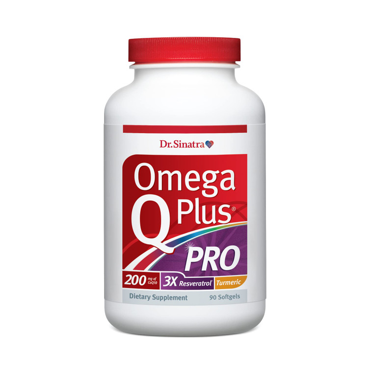Dr. Sinatra Omega Q Plus PRO  Professional Strength Heart and Healthy Aging Support with 200 mg of CoQ10 and 90 mg of Resveratrol for Optimal Cellul
