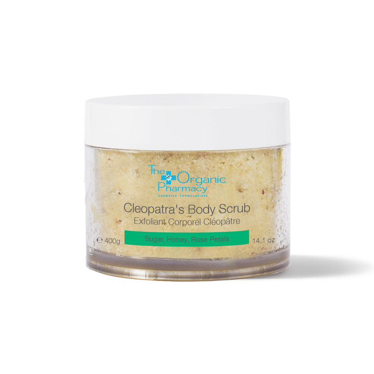 The Organic Pharmacy Cleopatra's Body Scrub, Exfoliates with Sugar, Salt and Honey, Added Antioxidant and Oil Regulation Power, 14.1 ounces