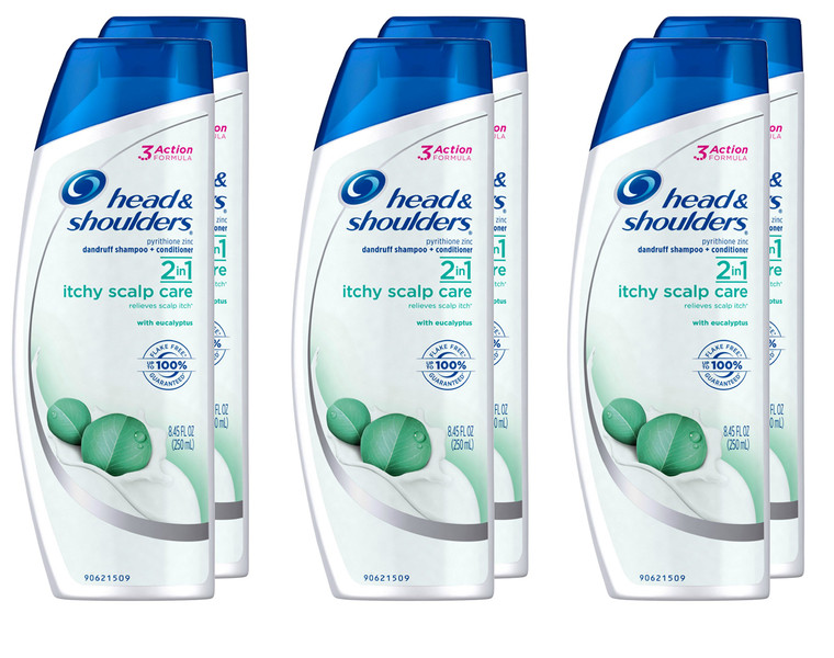 Head & Shoulders Itchy Scalp Care with Eucalyptus 2-in-1 Anti-Dandruff Shampoo + Conditioner 8.45 Fl Oz (Pack of 6)