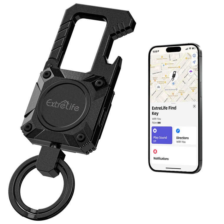Keychain, Works with Apple Find My, Heavy Duty Keychain Bottle Opener, Carabiner Car Key Chains with Gps Tracker, Key Finder, Bluetooth Tracker for L