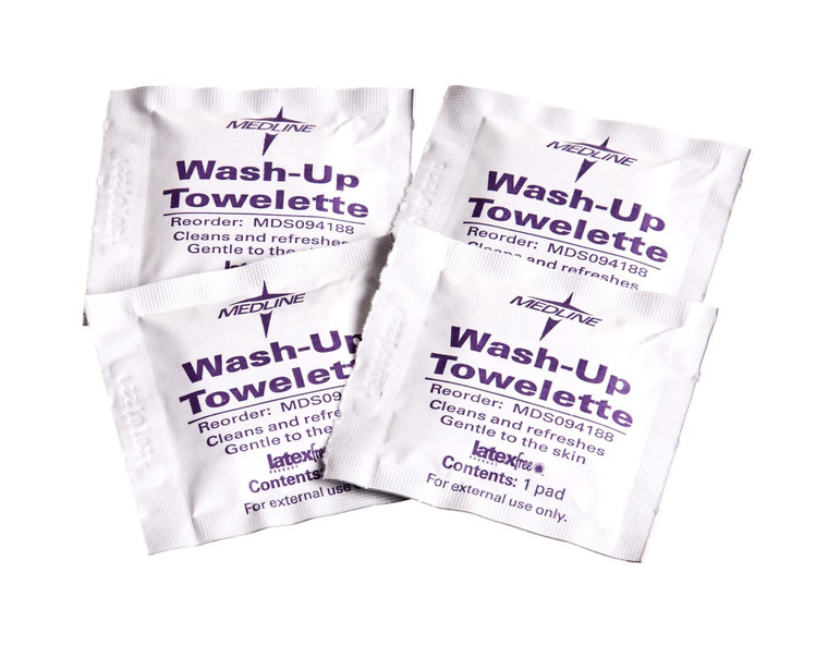 Medline Wash-Up Wet Wipe Cleansing Towelettes with BZK, 7.5 In. x 4.5 In., Perfect for Personal Hygiene and Cleaning, Case of 1000