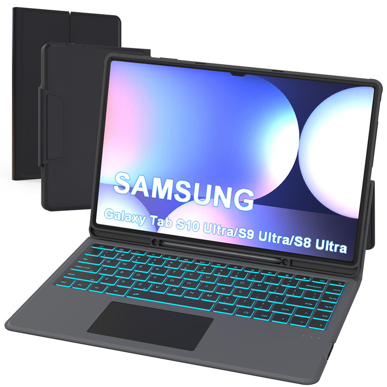 for 14.6 inch Samsung Galaxy Tab S9 Ultra /S8 Ultra/S10 Ultra Case with Keyboard - Folio Tablet Book Cover with Touchpad - 7 Colors Backlit Keyboard