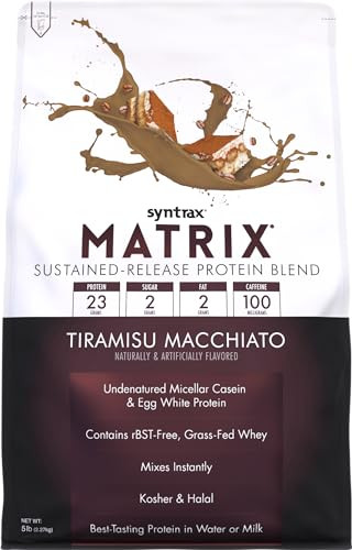 Syntrax Nutrition Matrix - Sustained-Release Protein Blend, Tiramisu Macchiato 5 lbs. 100mg Caffeine