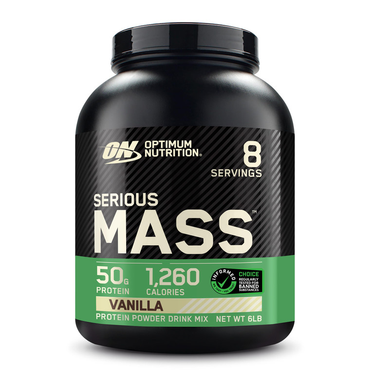 Optimum Nutrition Serious Mass, Weight Gainer Protein Powder, Mass Gainer, Vitamin C and Zinc for Immune Support, Creatine, Vanilla, 6 Pound (Packagi