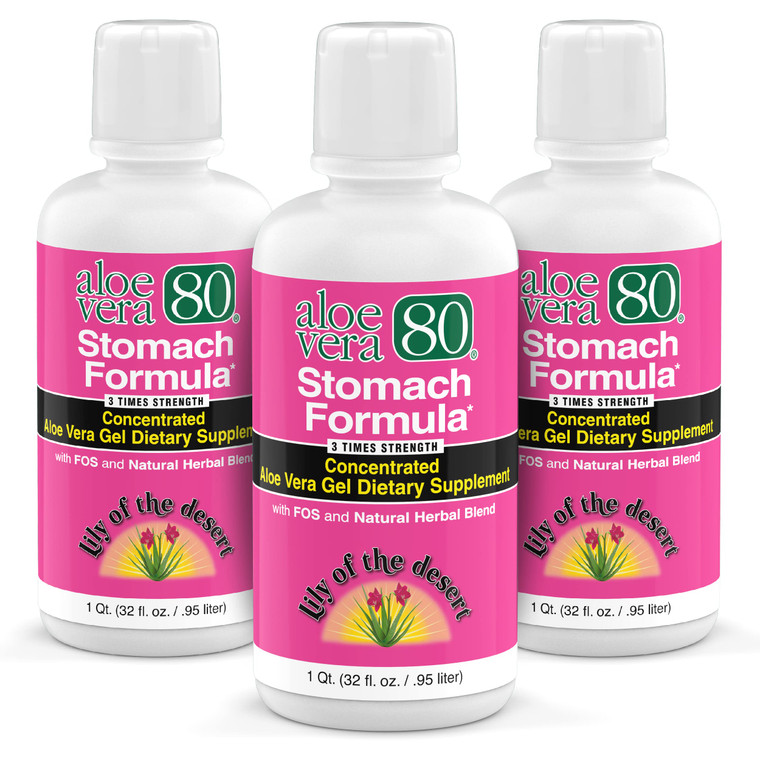 Lily Of The Desert Stomach Formula, Aloe Vera 80 Gel - Concentrated Aloe Vera Juice with Slippery Elm, Chamomile, Peppermint, and Ginger for Gut Heal