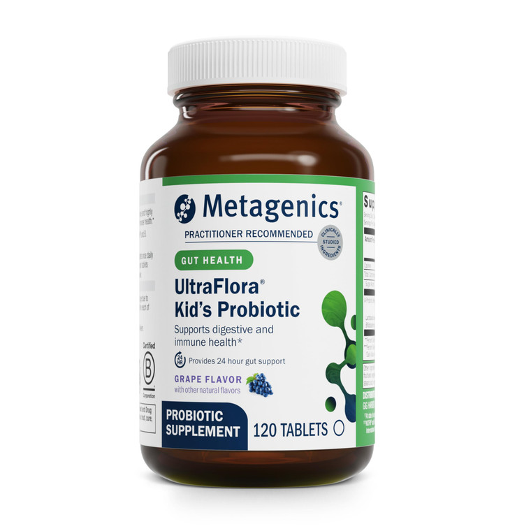 Metagenics UltraFlora Kids Probiotic - 10 Billion CFU - Children's Probiotic Blend - Digestive Health & Immune Health* - for Ages 3 & Up - 120 Count